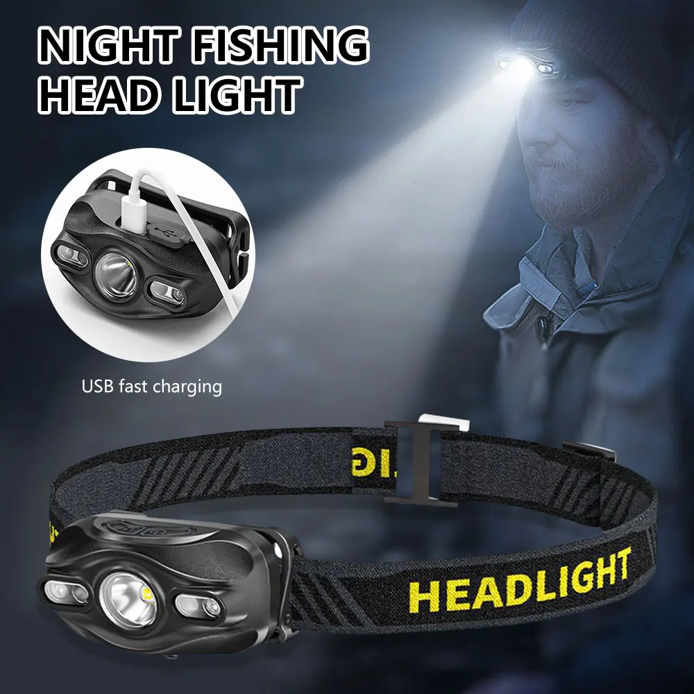 1800Lm Powerfull Headlamp Rechargeable LED Headlight Body Motion Sensor Head Flashlight Camping Torch Light Lamp With USB