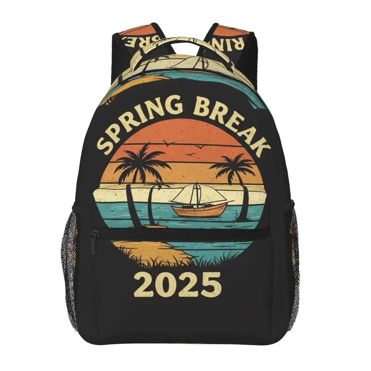 

Spring Break With Sailboat Backpack Hot Sale Daypack Large Capacity Children BookBag School Bag Shoulder Bags for Men Women