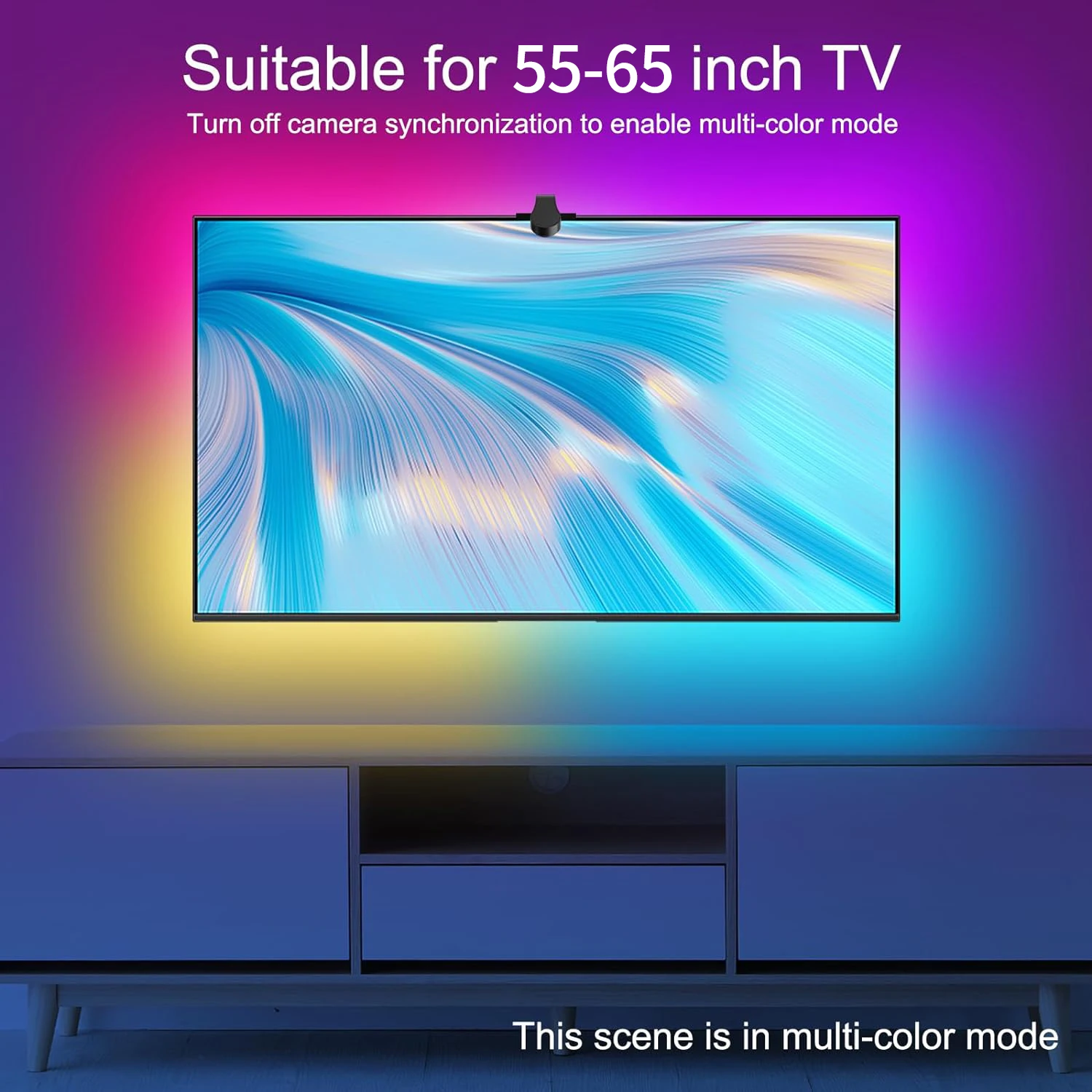 RGBIC TV backlight strip,AR color gamut sensor,can capture part of the color on the screen,12.5FT/55-65,16.4FT/65-85 TV,EU Power