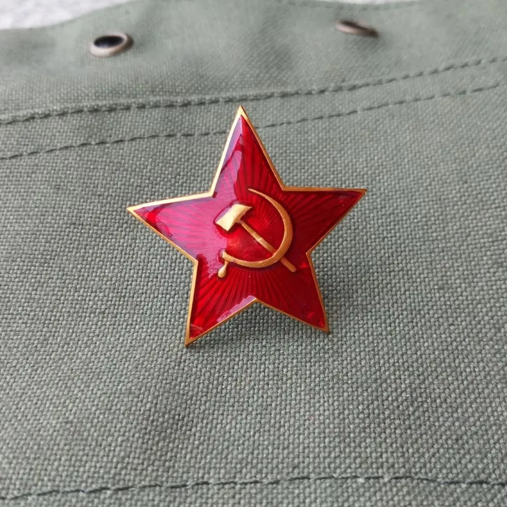 WWII WW2 Soviet Army  Military Cap Cockade Red Stars Russia Cap Cockade Hat Badge 30mm RU/402159-3cm