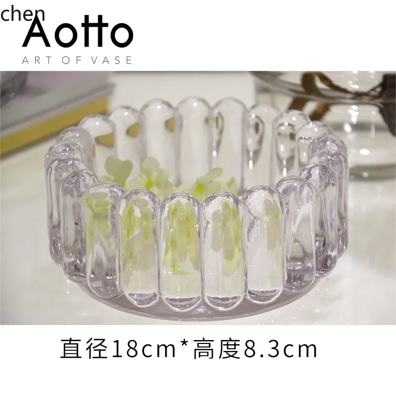 Zml transparent glass vase ornaments home soft furnishings candlestick decorations