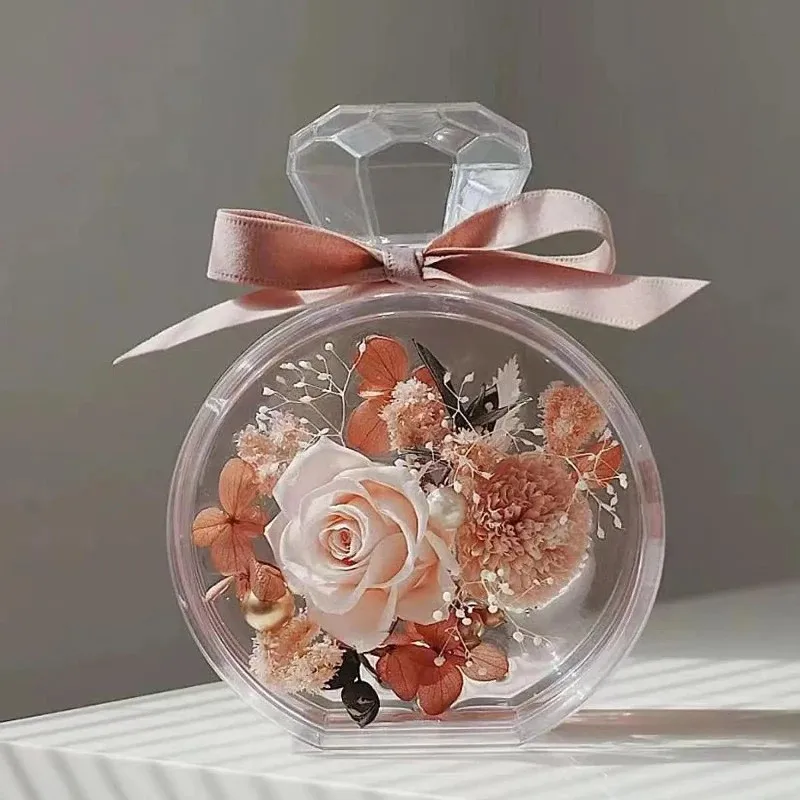 

2pcPerfume Bottle Portable Decoration Multipurpose Container Unique Acrylic Empty Bottle Perfume Dispenser Eternal Flower Bottle
