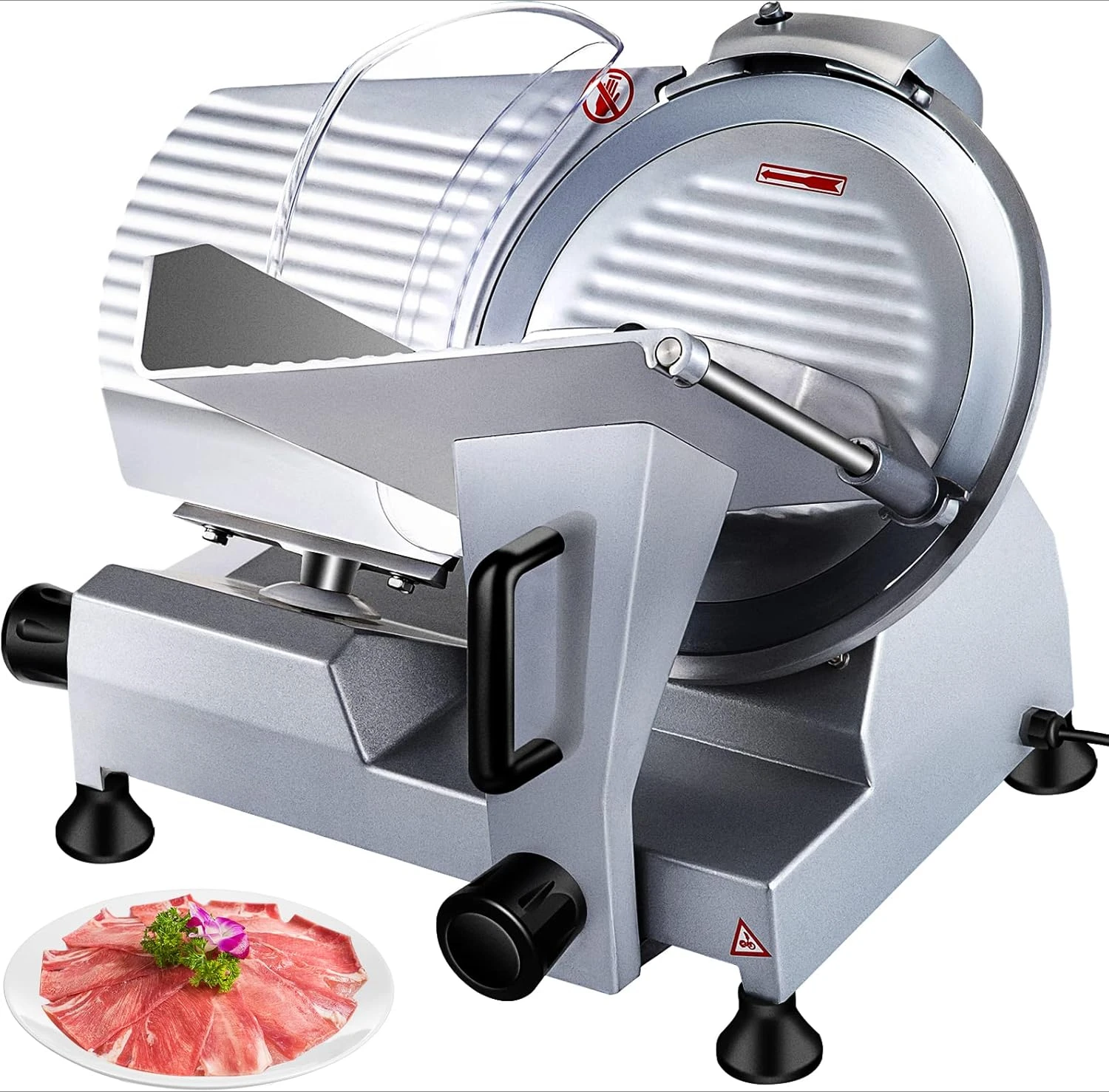 Commercial Meat Slicer,12 inch Electric Meat Slicer Semi-Auto 420W Premium Carbon Steel Blade Adjustable Thickness