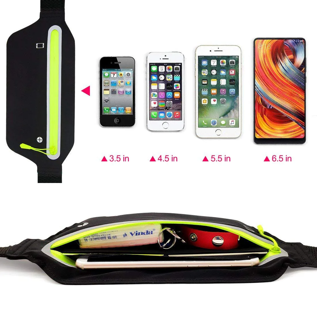 Outdoor Running Fitness Ultra-thin Mobile Phone Waist Bag Elastic Sports Waterproof Close-fitting Mobile Phone Bag Coin Purse