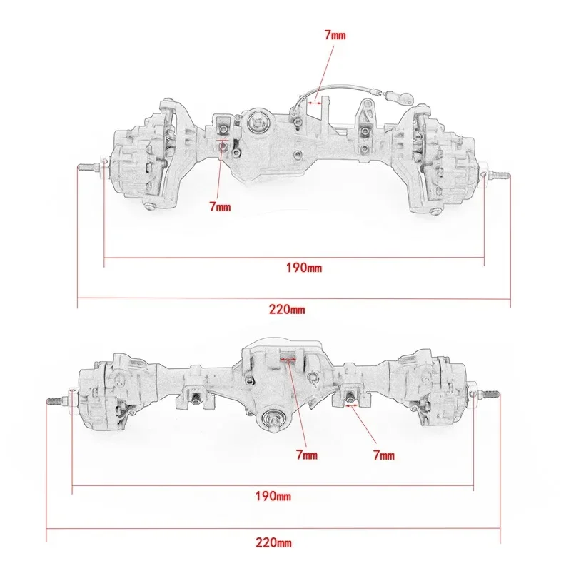 Metal Trx 4 Front Rear Axle Differential Portal Axle With T-lock For 1/10 Rc Crawler Car Trx-4 Trx4 Upgrade Parts Axle Drone