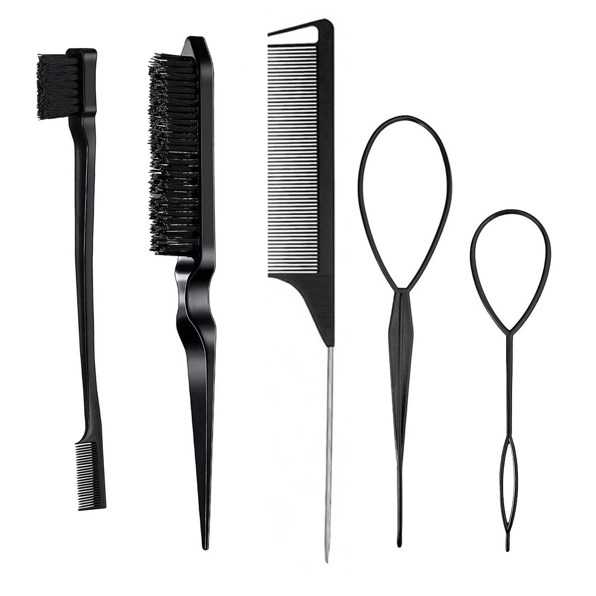 

3/5Pcs Hairdressing Tools Pointed Tail Comb Dual Head Eyebrow Brush Triple Row Comb Coiler Hair Salon Styling Comb