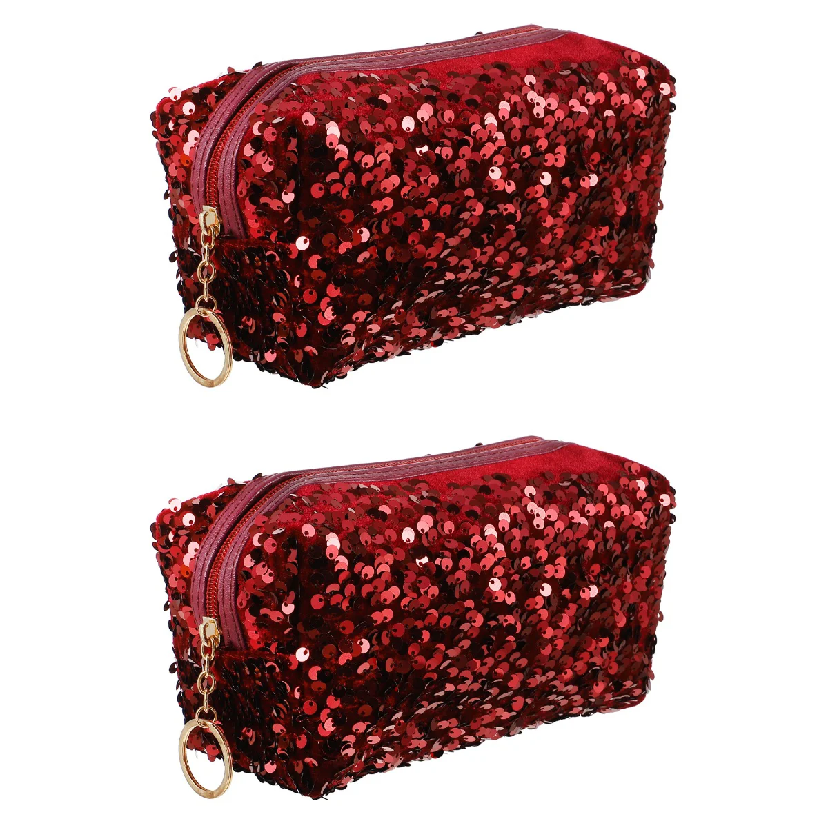 

2 Count Sequin Bag Women Travel Makeup Handbag Tote Storage Toiletry Coin Purse