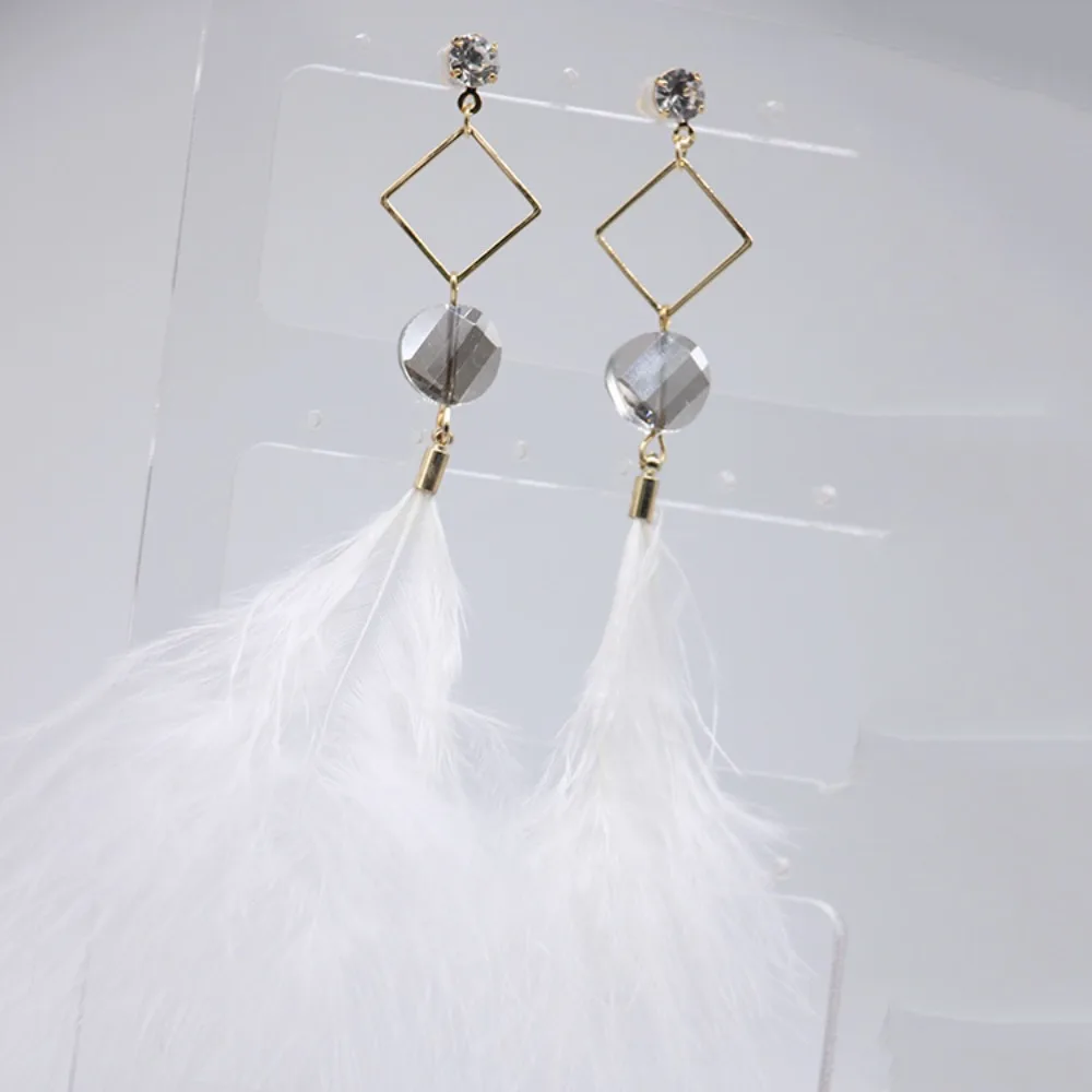1pair Personalized Feather Earrings Elegant and Ethereal Simple Stud Earrings, Slimming Effect Versatile Fringed Earrings