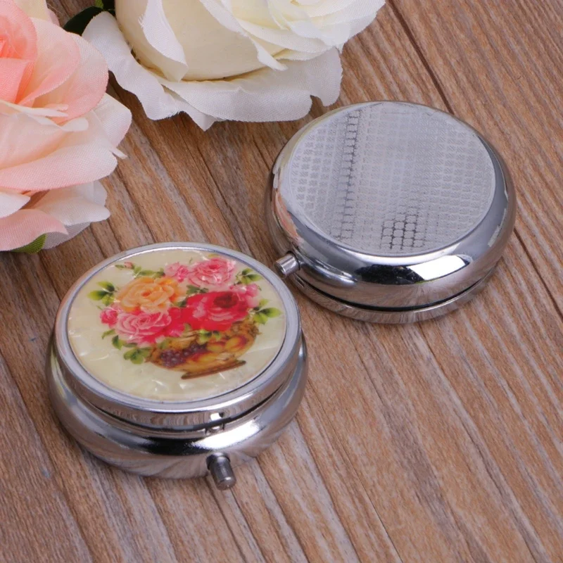 Pill Medicine First Aid Health Care Storage Floral Print Box Container Organizer Creative Pill Box Three Compartment Pill Box