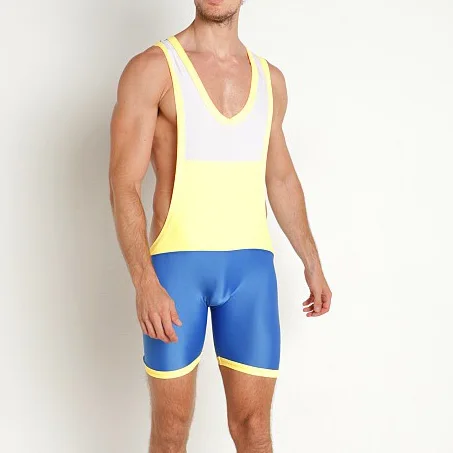 Color Matching Wrestling Singlet Bodysuit Leotard Outfit Underwear GYM PowerLifting Weightlifting Clothing Swimming Skinsuit