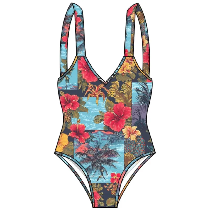 

Women Printed One Piece Swimwear Sexy Backless Swimsuit V Neck Summer Beach Wear Slimming Bathing Suit