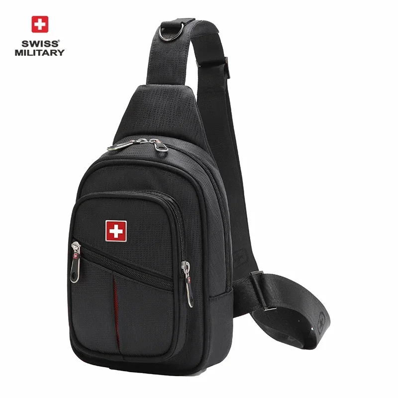 SWISS-Bolsos de pecho para hombre, bolsa de hombro tipo bandolera impermeable para ocio al aire libre, bolso de pecho de gran espacio, práctico y