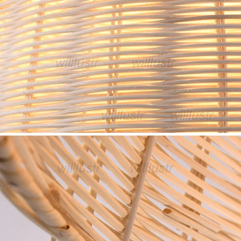 Lámpara colgante de mimbre tejida a mano, luz de suspensión de bambú Pastoral, Hotel, cafetería, casa de familia, Bar, dormitorio, candelabro de techo colgante Zen