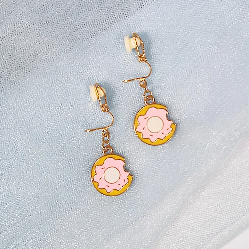 Лидер-продаж-розовые-милые-серьги-клипсы-с-пончиками-для-женщин-модные-серьги-для-выпускного-вечера-мягкие-стильные-серьги-без-пирсинга-новые