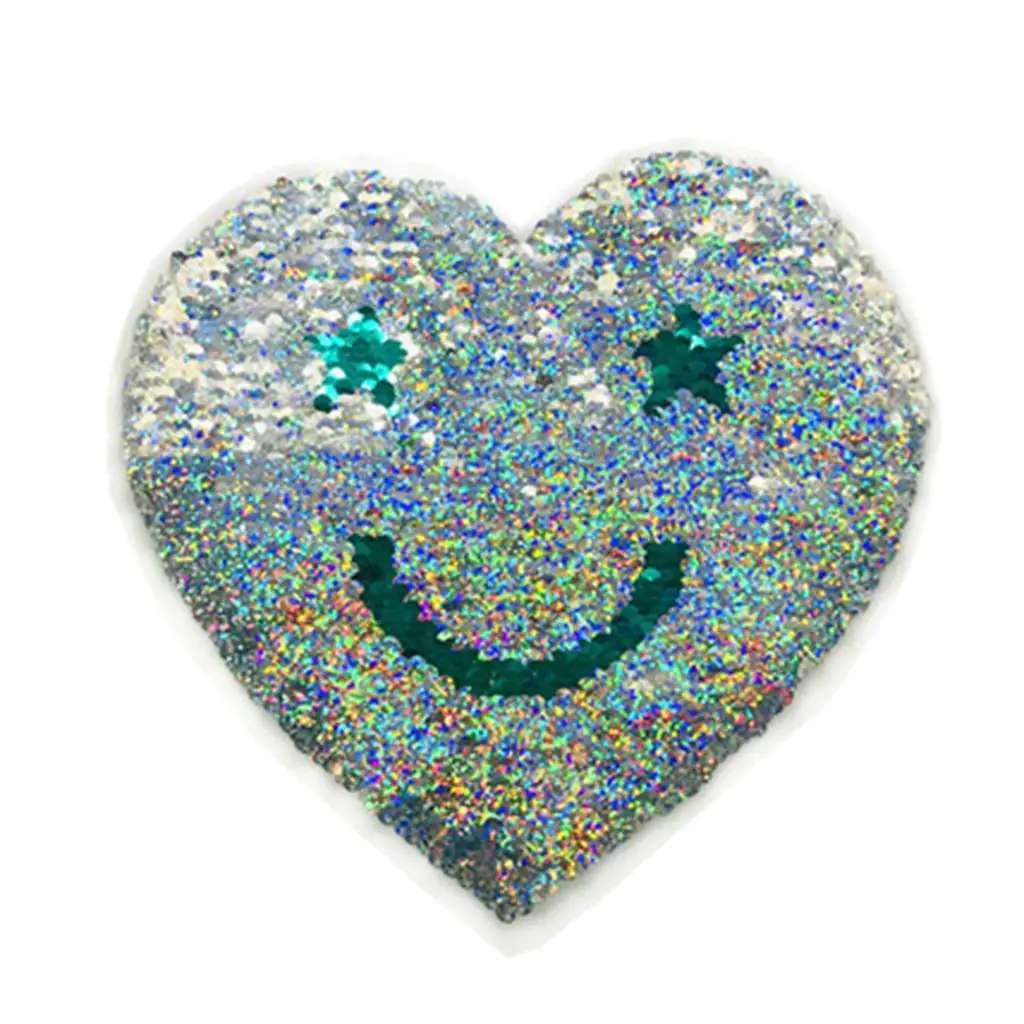 Love Heart Sequins Patches, Iron-ons, Patches, Iron-ons, Appliqués, Reversible