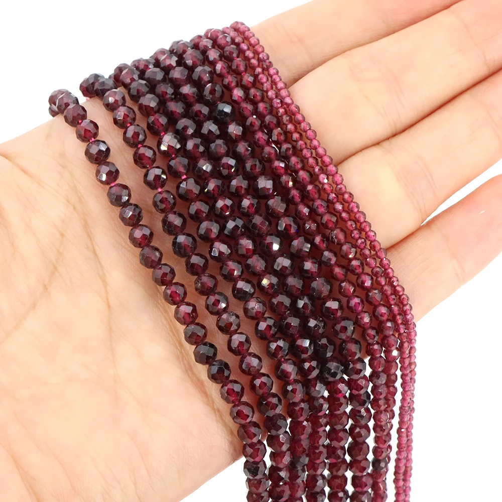 Perles de grenat rouge à facettes naturelles, 2 3 4mm, cristal de guérison, petites perles minérales, bricolage, Bracelet, boucles d'oreilles, accessoires de bijoux