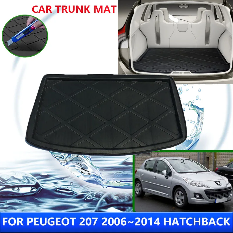 

For Peugeot 207 2006~2014 2007 2007 2013 Hatchback Car Rear Trunk Protector Pads Auto Waterproof Anti-Fouling Mats Accessories