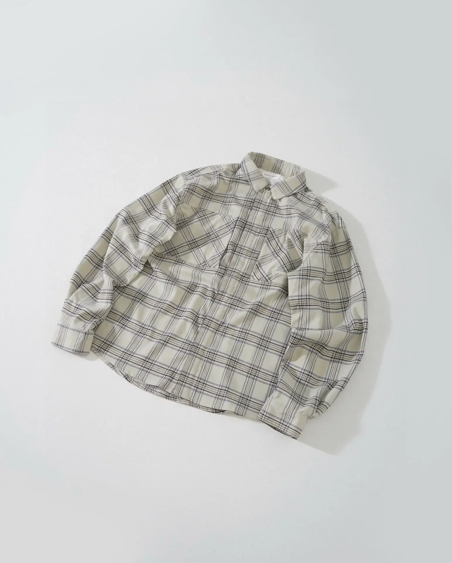 Shirt side slit zipper button niche design loose plaid shirt jacket