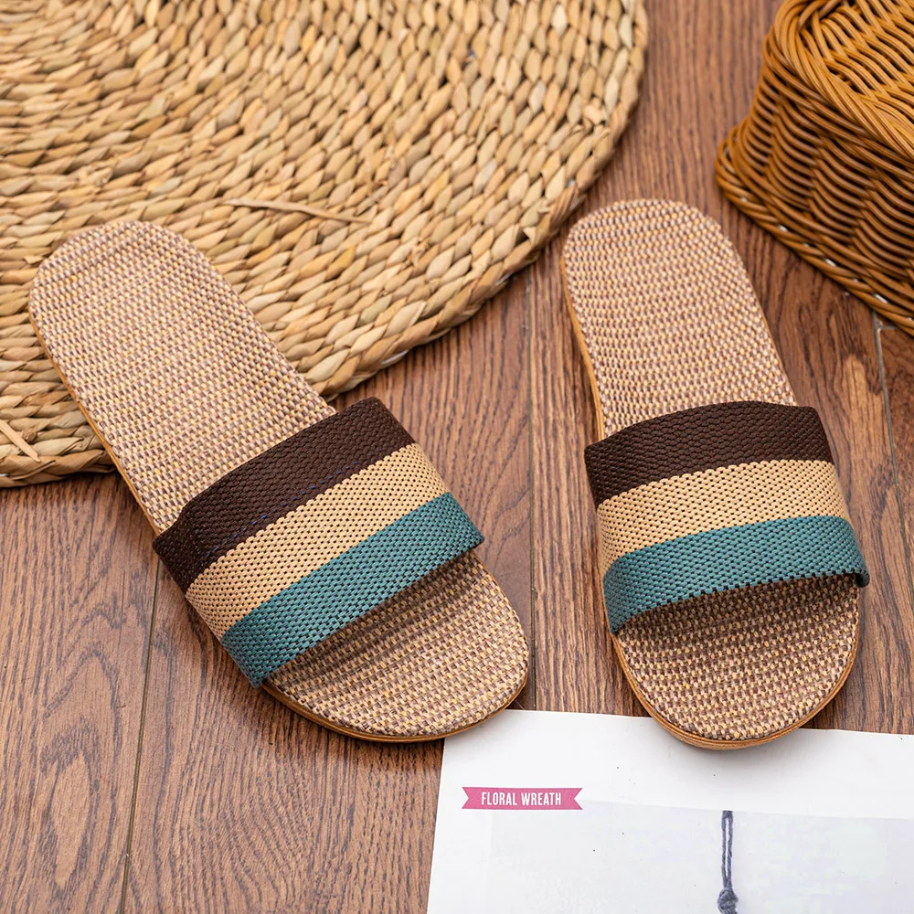 Summer Linen Women\'S Slippers Flat Sandals Home Color EVA Lightweight Shoes For Women Casual Slippers Free Shipping