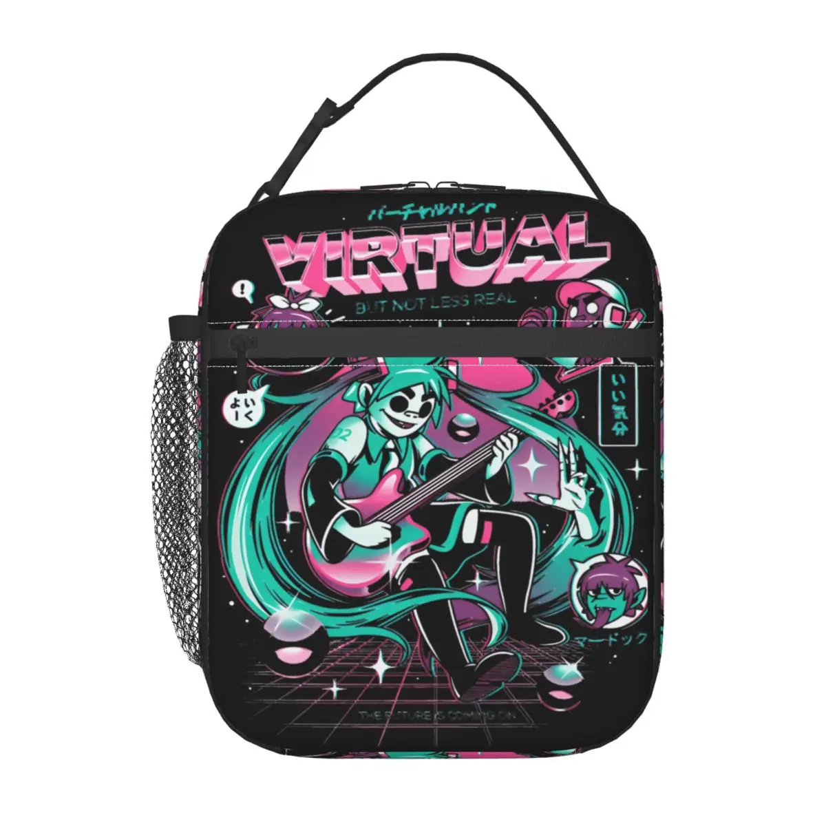 الظاهري الفرقة الغوريلاز الشرير الصخرة حقيبة الغداء العمل صندوق الغداء للجنسين عادية الرسم حمل أكياس الغذاء حقيبة للحفاظ على البرودة مقاوم للماء #2