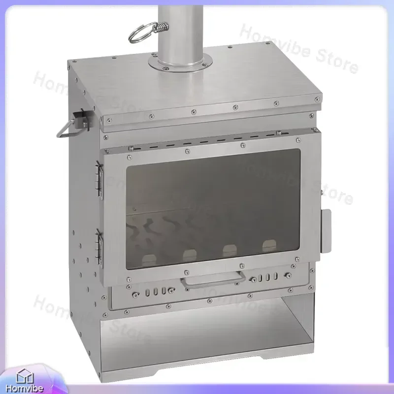 Portable Titanium Wood Burning Stove Outdoor Camping Grill Fireplace for Backyard Patio Balcony BBQ Cooking Bushcraft