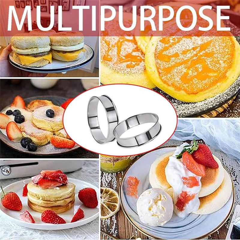 2025 Trend12pack Muffin Rings 3.15 Inch, Stainless Steel Crumpet Rings Double Rolled Tart Rings Molds For Baking Round Pastry Ri #3