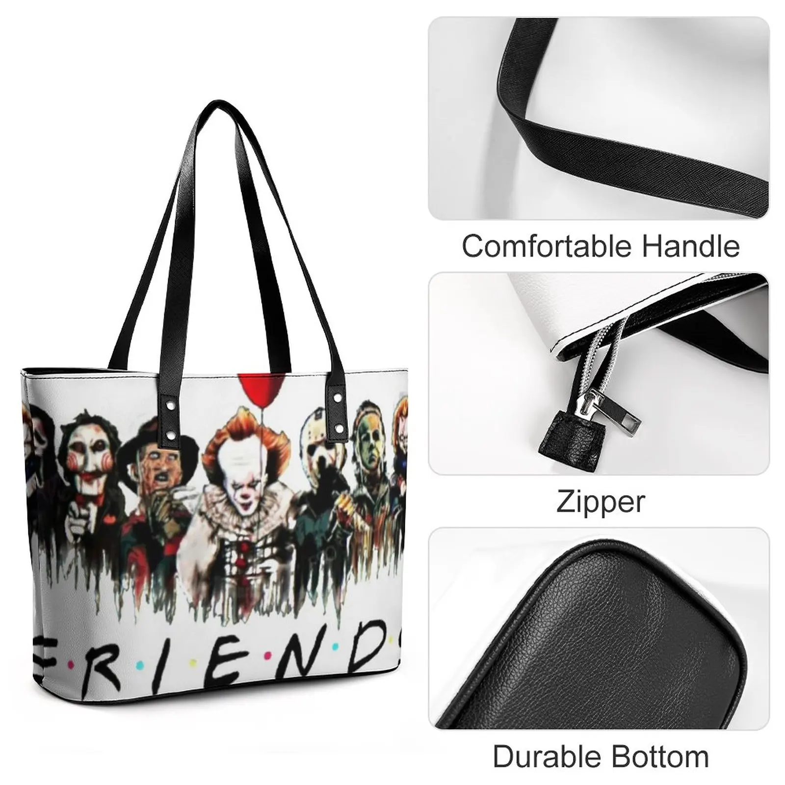 Chucky Halloween Friends Handbags Tv Series Pocket Tote Bag Modern PU Leather Shoulder Bag Ladies Travel Graphic Shopper Bags