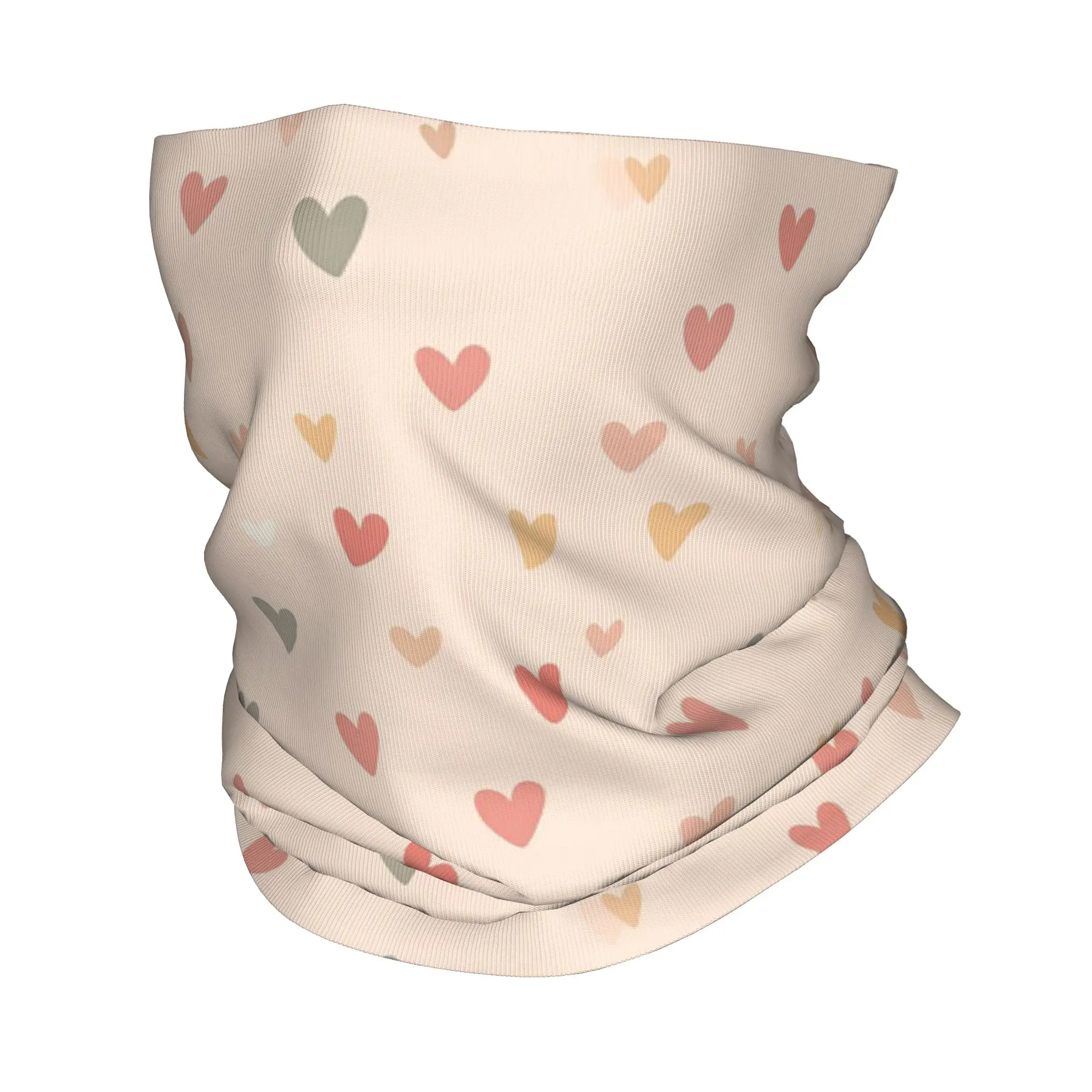 

Soft Pastel Hearts Pattern Bandana Neck Cover Printed Wrap Mask Scarf Warm Balaclava Cycling Unisex Adult