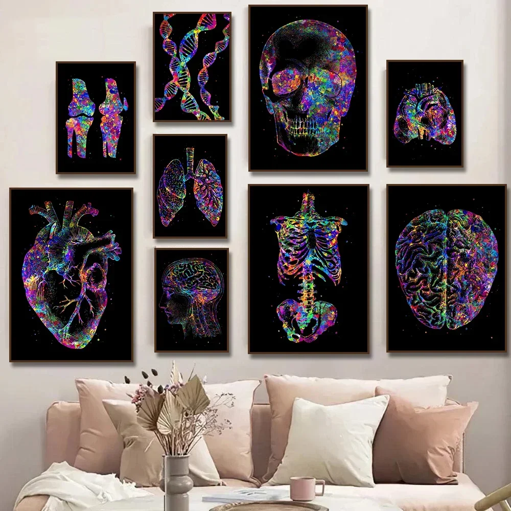 poster-e-impressoes-em-tela-de-arte-de-parede-com-graffiti-de-anatomia-humana-cerebro-pulmao-cranio-coracao-para-medicos