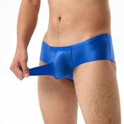 Glossy Satin Mens Sexy Underwear Panties Male Plus Size Briefs Lingeries Shorts Bottoms