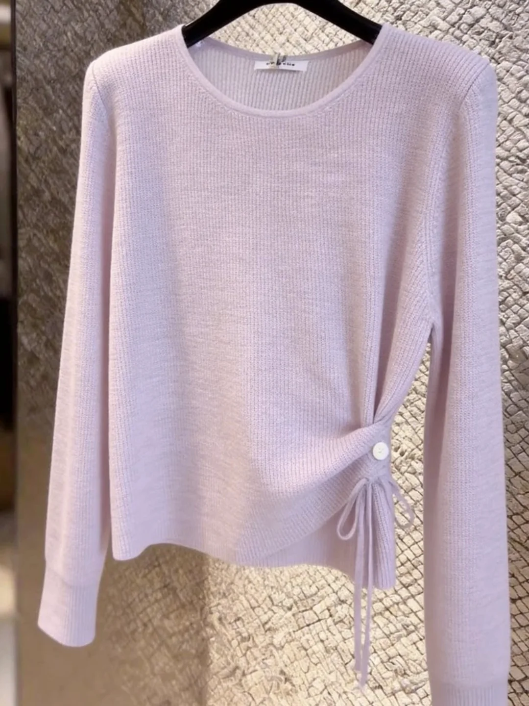 Korean Style Thin Long Sleeve Knitted Sweater Women's New Summer Elegant Age-Defying Cover up Beautiful Top Drawstring