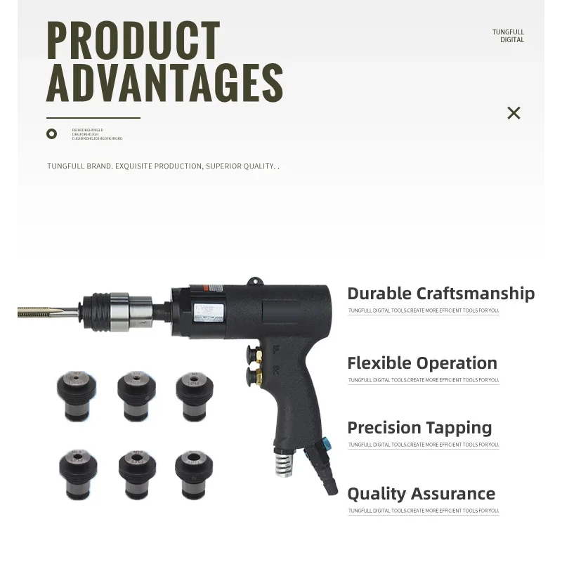 Pneumatic Tapping Machine Air Pneumatic Thread Tapping Tool - Industrial-Grade Pneumatic Tapper with Multiple Tap Holders