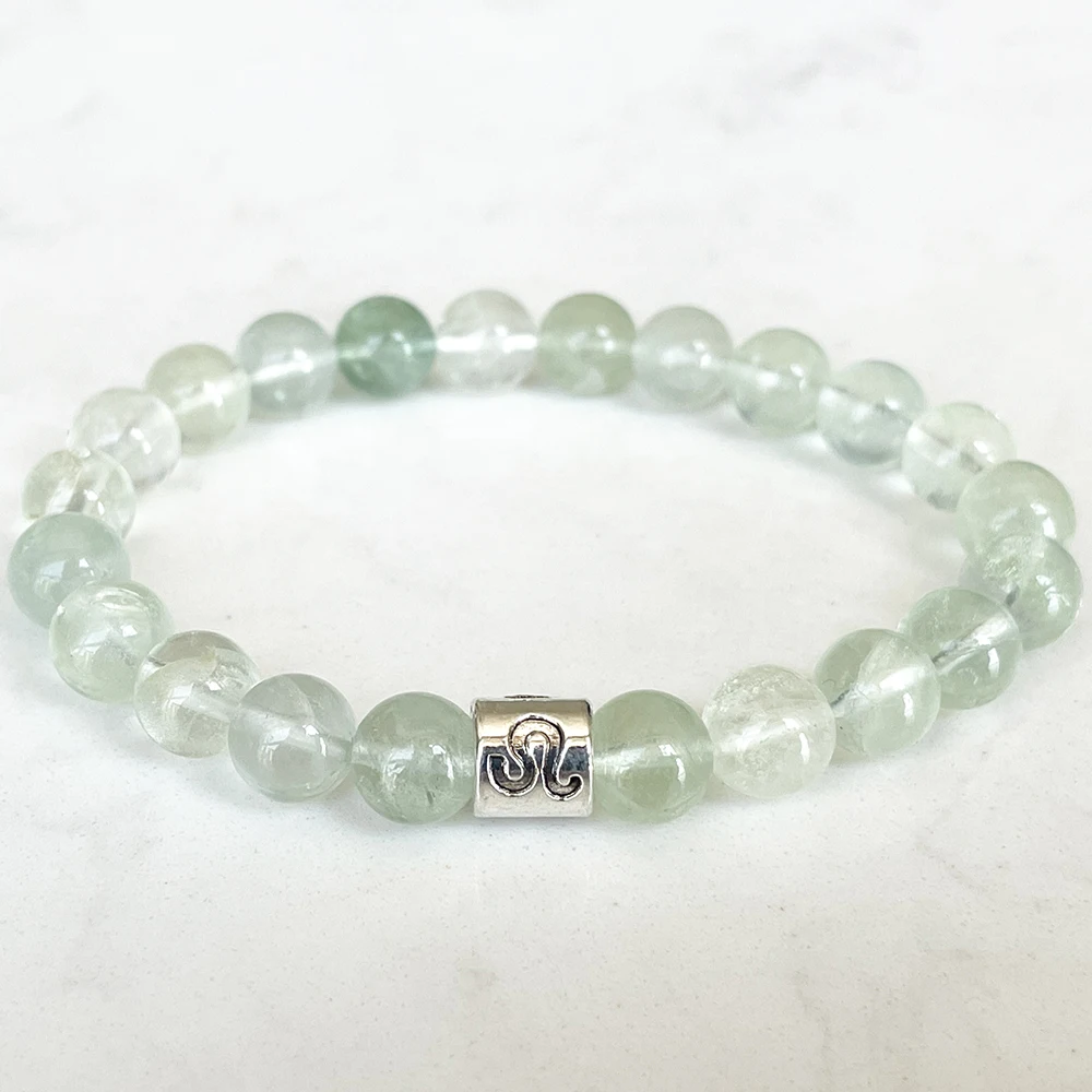 

MG1665 New Design Leo Zodiac Womens Bracelet 8 MM A Grade Green Fluorite Energy Wrist Mala Natural Handmade Gemstone Jewelry