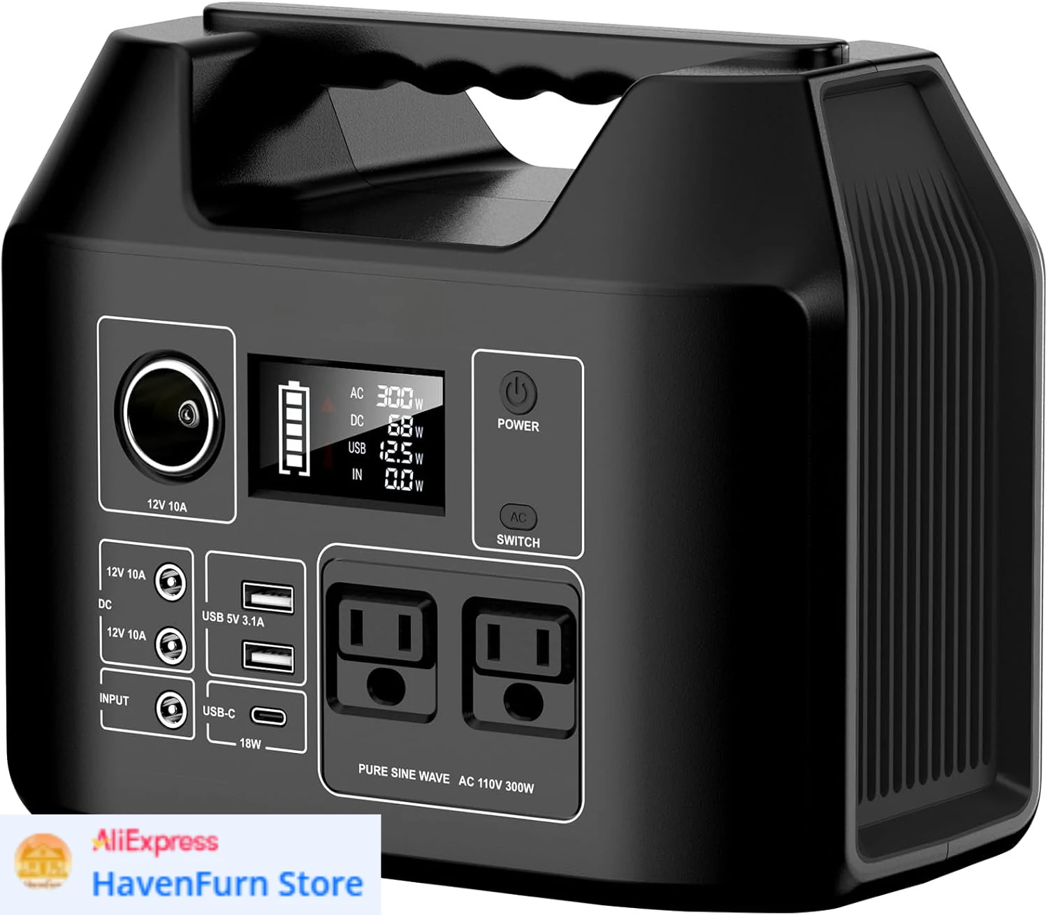 

80000mAh,256Wh LiFePO4 Battery Backup,300W AC Outlets, Power Bank for Hurricane Emergency Outdoor Camping RVs Home