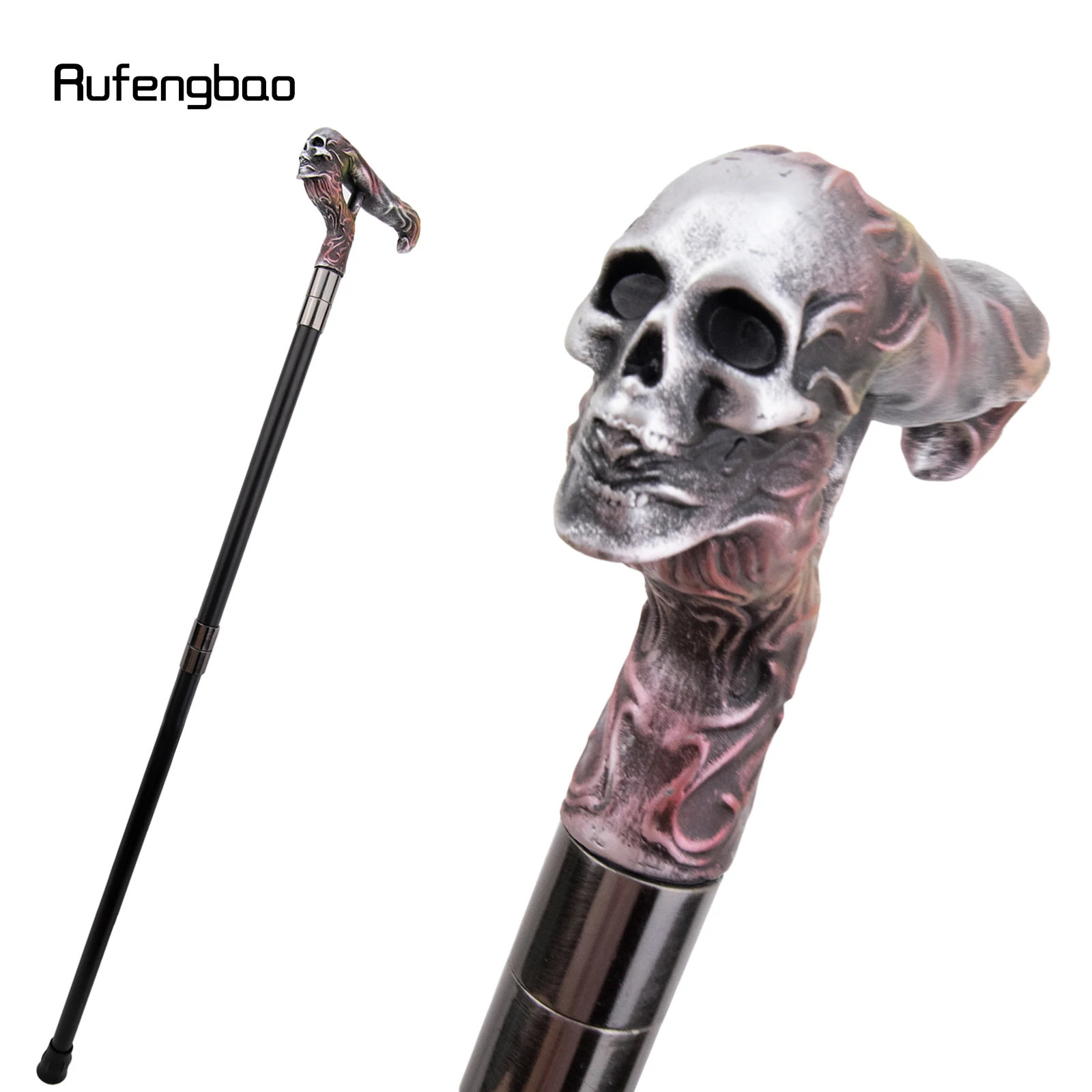 

Silver Resin Long Head Skull Colorful Cane Fashion Decorative Steel Stick Gentleman Elegant Cosplay Cane Knob Crosier 96cm