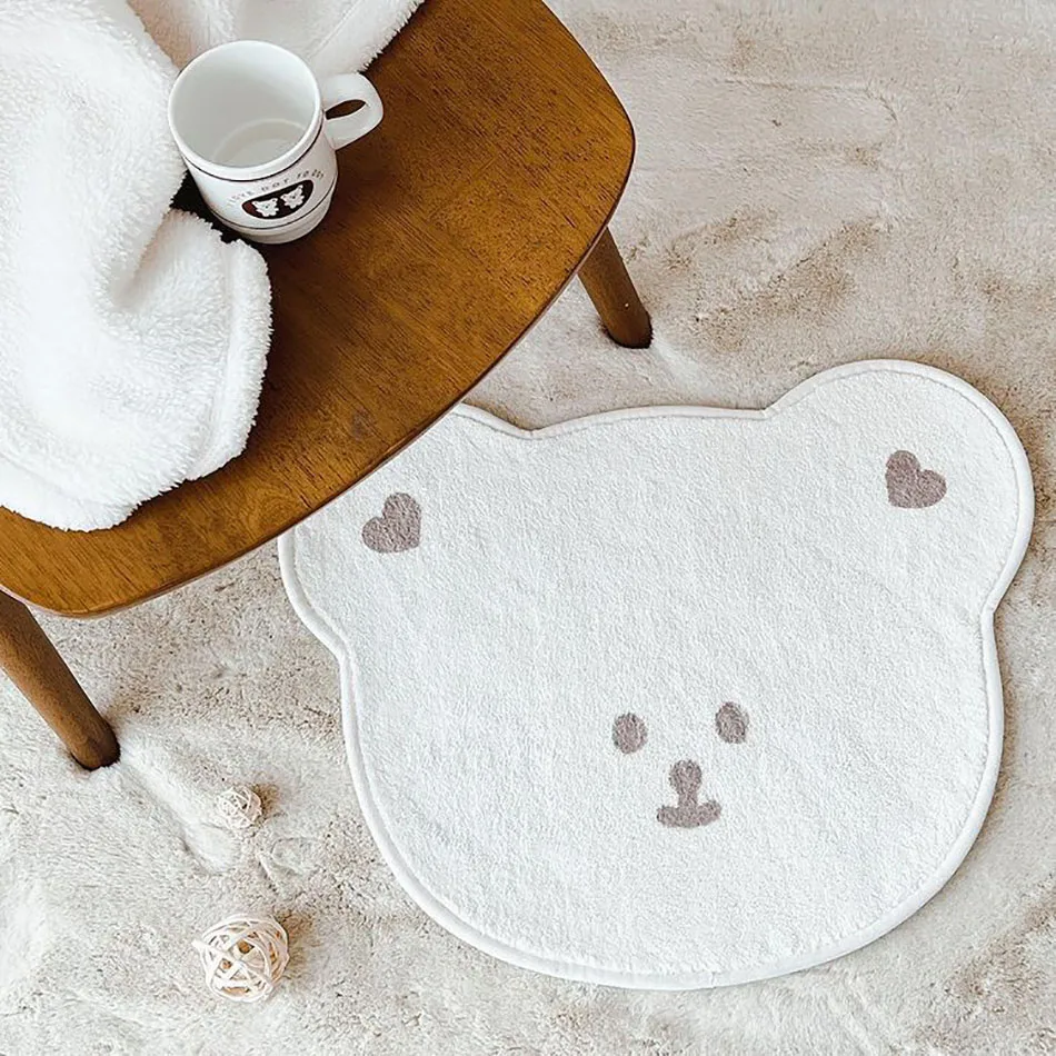 Creative Bear Rug Nordic Cartoon Carpet for Bedroom Living Room Decoration Cute Cartoon Bear Mat Non-slip Children Activity Mat