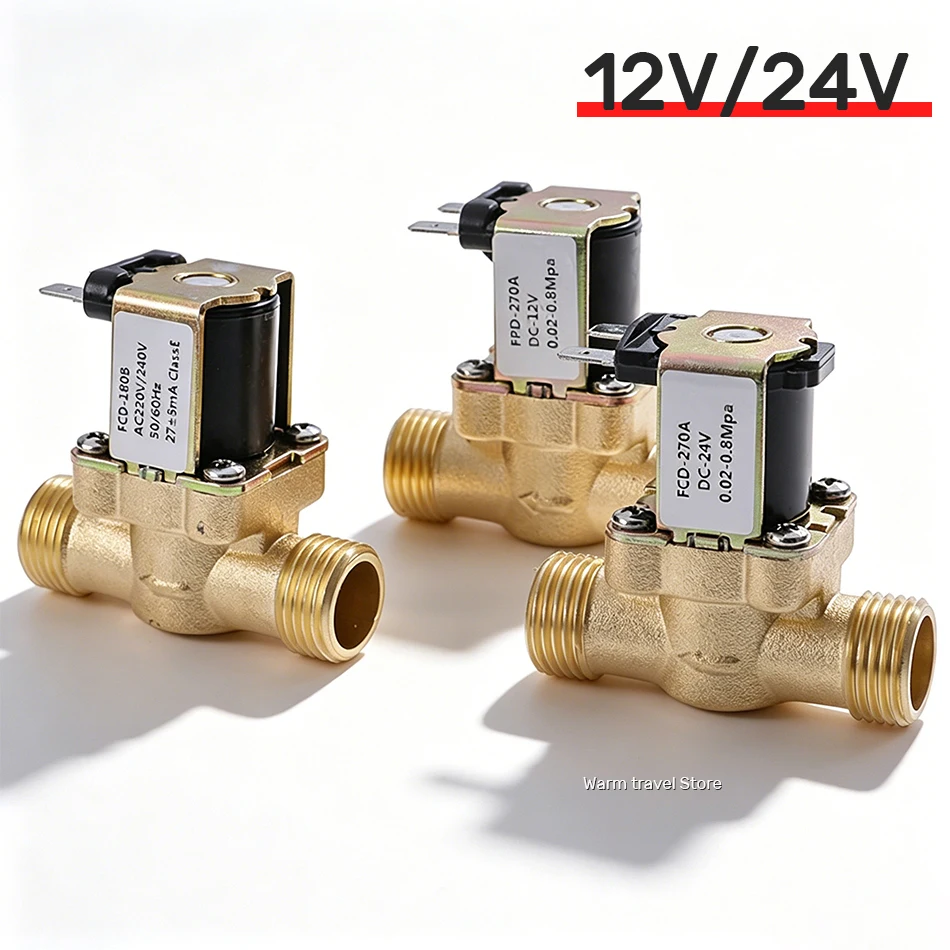 1-2インチdc12-24v常閉型真鍮製ソレノイドバルブ（水制御用磁気切替式水道バルブ）