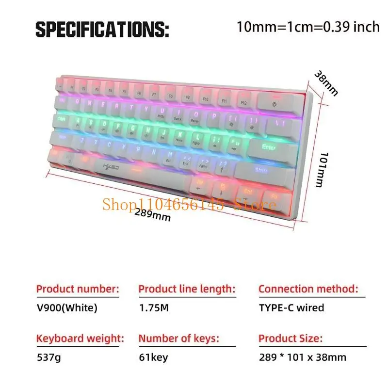 5ASD Waterproof Mini Compact Gaming klawiatura 61Key Klawiatura gier RGB Podświetlenie Ultra-kompaktowa klawiatura dla graczy na