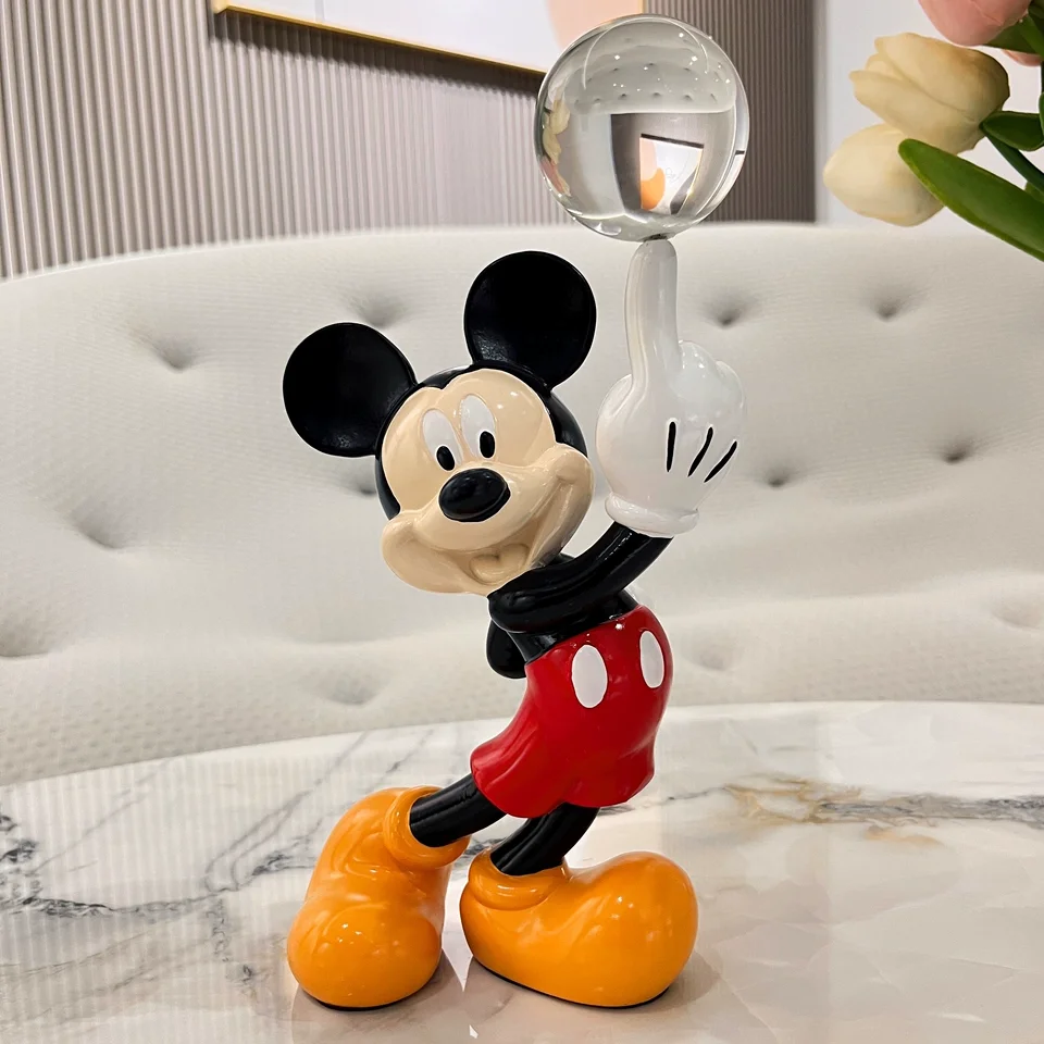 

[Funny] 24cm Disney Cartoon Anime Mickey Mouse crystal ball Resin Action Figure Collection model Home decorations Ornaments toys
