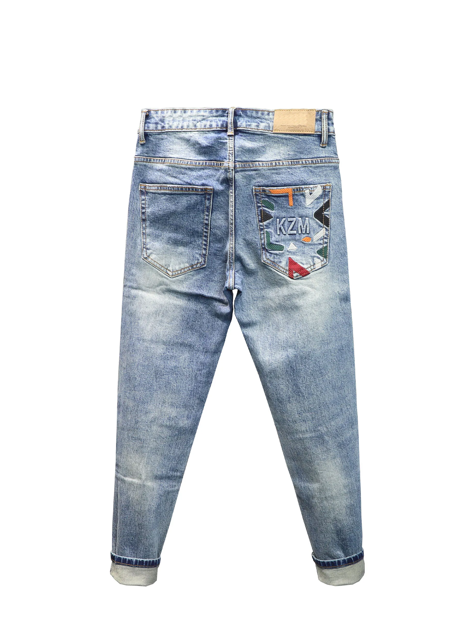 

Высококачественные мужские джинсы с вышивкой, повседневные, облегающие, эластичные, до щиколотки, простые, роскошные, удобные, длинные брюки