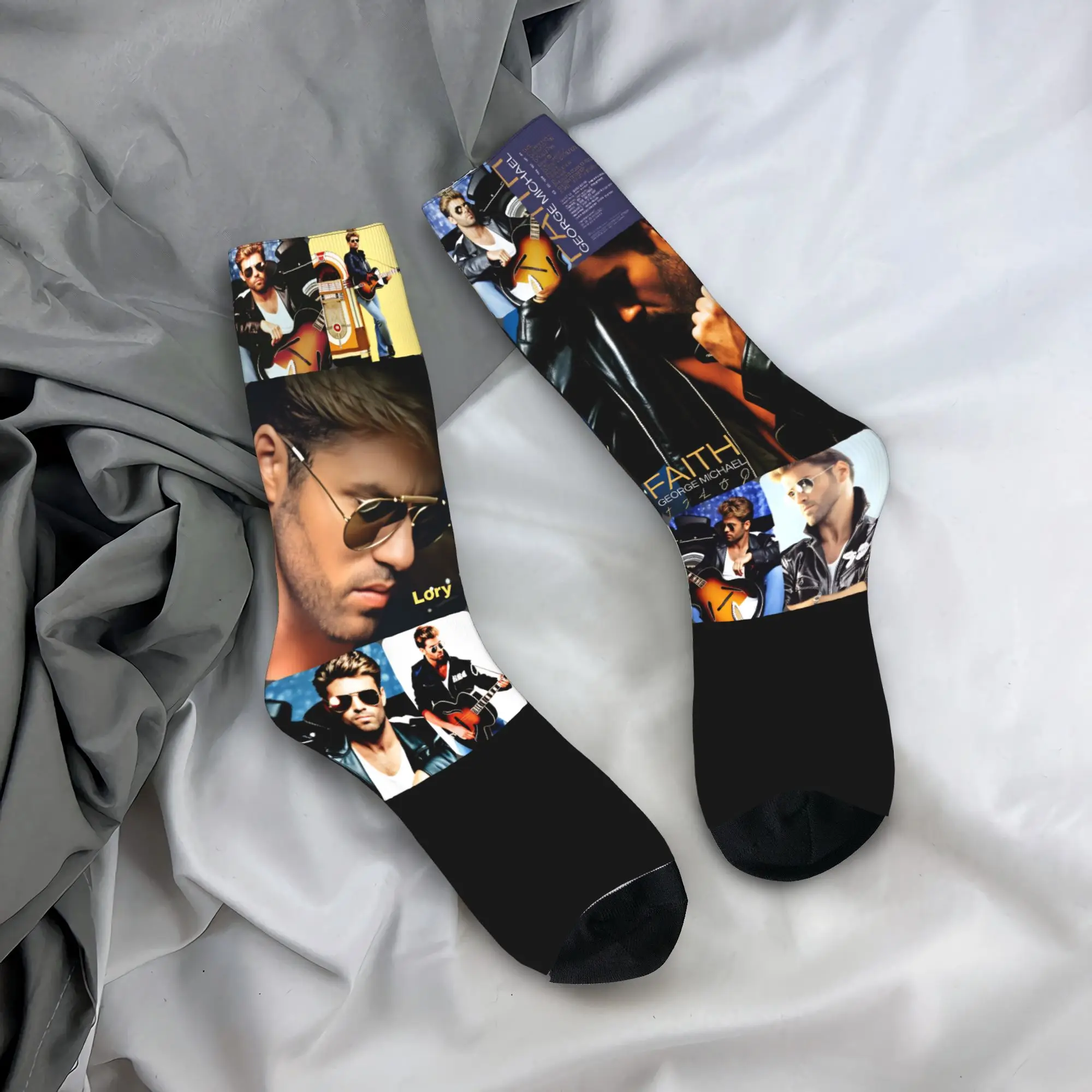 

George Michael Music Socks Design Stockings Non Slip Men's Socks Soft Spring Funny Running Socks