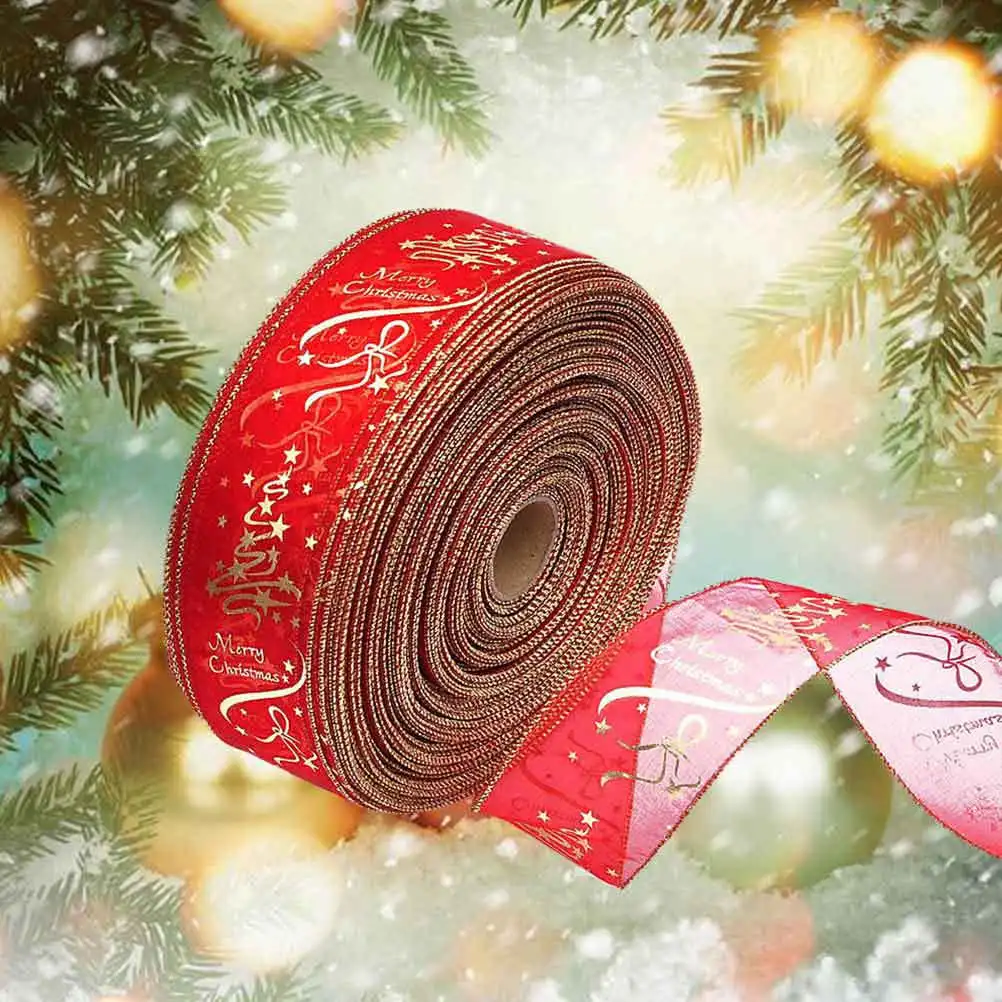 

2 Rolls Red Christmas Satin Ribbon Smooth Soft Gauze DIY Gift Wrapping Balloon Wedding Xmas Riband Decoration Tree Decoration