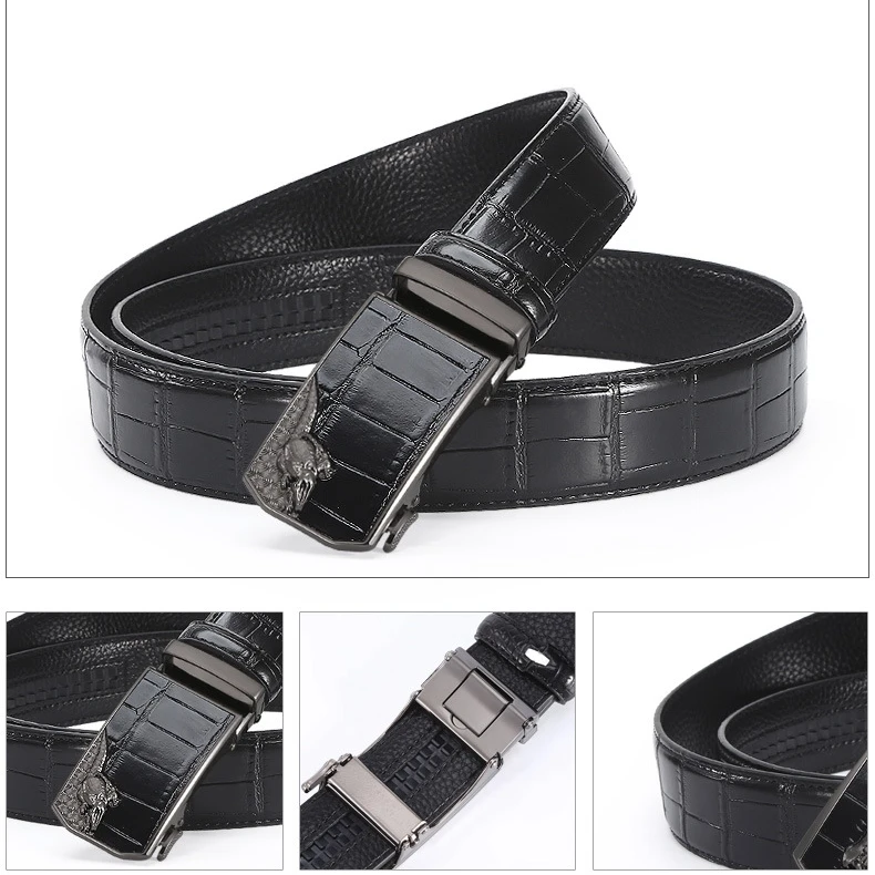 VOOTHOST Männer Gürtel Automatische Schnalle Mode Rindsleder Echtes Leder Gürtel Jeans Strap Herren Casual Business Gürtel F0018_voghion.com