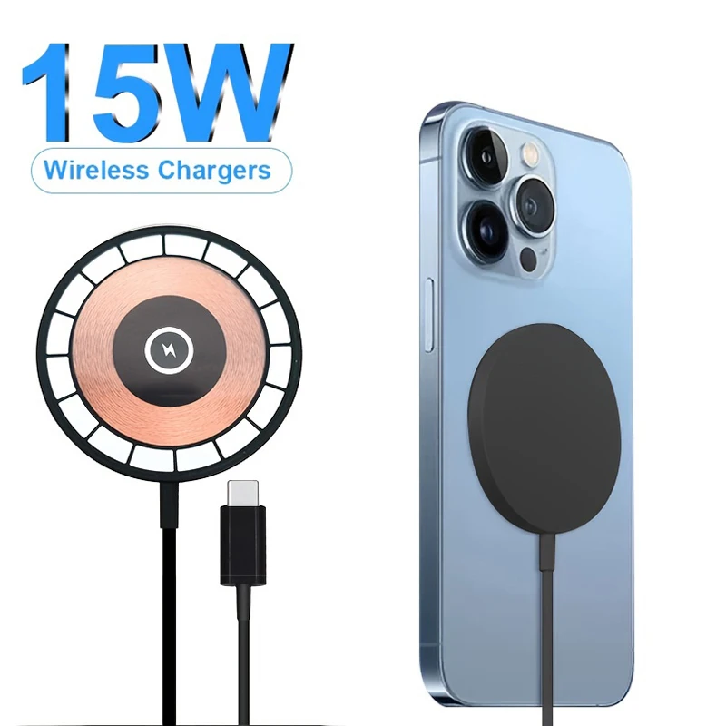 15W Fast Charger Original Magnetic Wireless Device For iPhone 17 16 15 14 Pro Max Mini USB C 8 Plus XR X XS Pro MAX Airpods
