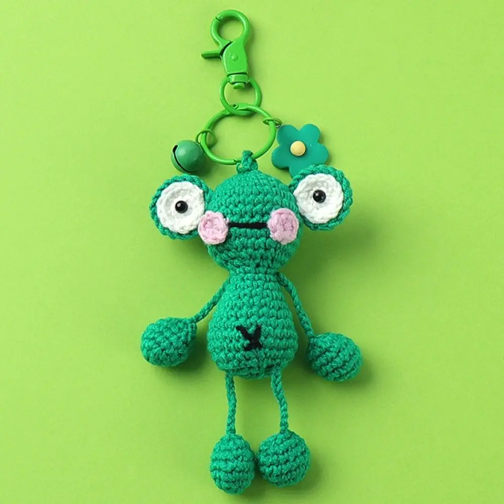 Rabbit Duck Cartoon Keychains Keys Bag Pendant Handmade Knitted Frog Doll Cute Cartoon Bag Decor