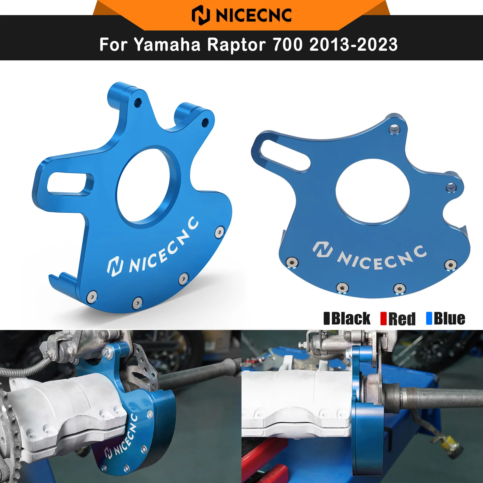 NICECNC Raptor 700 2006-2024 Brake Caliper Bracket Hanger ATV Rear Disk Rotor Guard For Yamaha Raptor 700R 2006-2024 YFM700 R