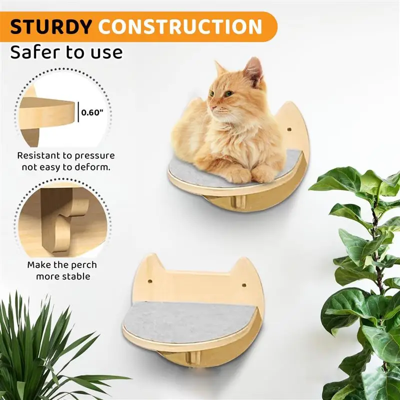 Cat Jumping Platform Wooden Pet Supplies Wear-resistant Cat Scratching Board Solid Wood Wall-mounted Cat Bed