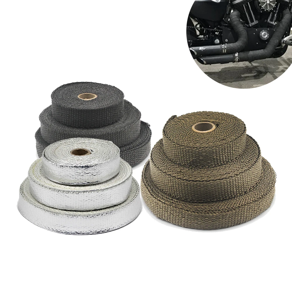 ZSDTRP 5/10/15M Car Moto Heat Shield Wrap Turbo Exhaust Heat Tape Wrap Pipe Wrap Shields Manifold Header Insulation Cloth Roll