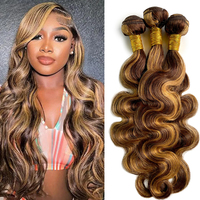 P4/27 Highlight Human Hair Bundles Body Wave Bundles Human Hair 18 20 22Inch Human Hair Body Wave Bundles Ombre Brown Bundles