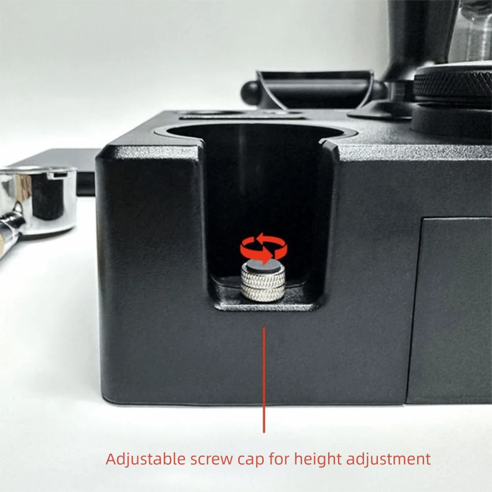 

Square Design Coffee Tamping Station with Storage Drawer Non-slip Bottom Espresso Portafilter Holder Adjustable Space Saving